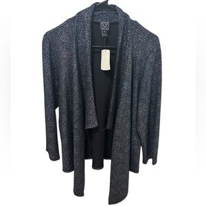 Clara Sun Woo Blue Sparkle Open Front Waterfall Cardigan Size XL